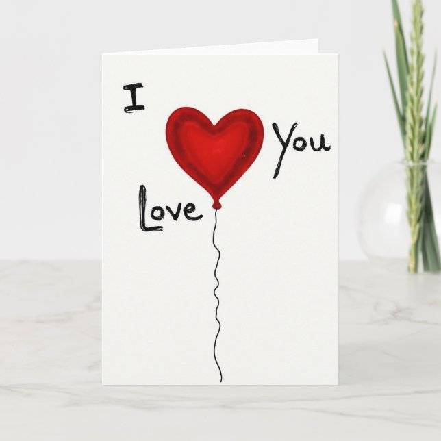 Red Foil Heart I Love You Card (Front)