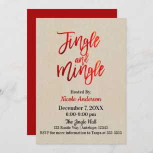 Red Foil Sleek Shine Modern Jingle & Mingle Party Invitation