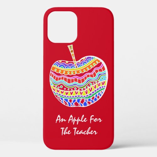 Red Folk Art Apple Teachers iPhone 12 Case