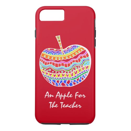 Red Folk Art Apple Teachers iPhone 7 Plus case