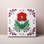 Red Folk Flower Azulejo Ceramic Tile<br><div class="desc">Decorate the office with this Red Folk Flower design. You can customize this further by clicking on the "PERSONALIZE" button. Change the background color if you like. For further questions please contact us at ThePaperieGarden@gmail.com.</div>