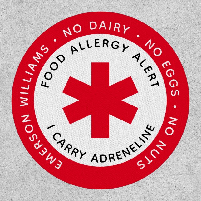 Red Food Allergy Alert Patch (Front)