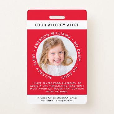 Red Food Allergy Alert Photo Badge