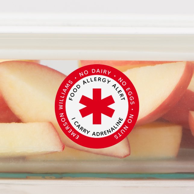 Red Food Allergy Alert Photo Labels (Affixed)