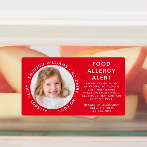 Red Food Allergy Alert Photo  Labels