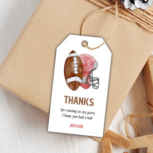 Red Football Birthday Gift Tags