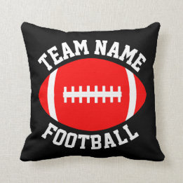Red Football Custom Team Name Kids Room Sports Throw Pillow