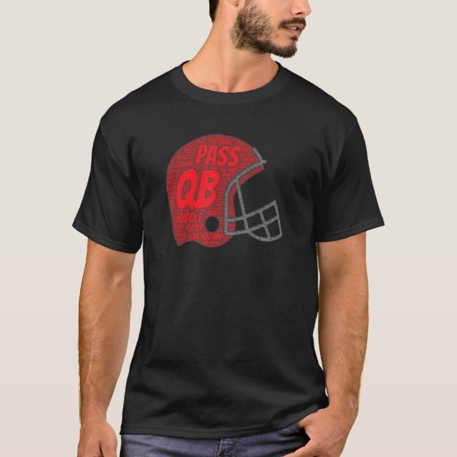 Red Football Helmet for QB  Quarterback Player T-Shirt (Front)