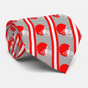 Red Football Helmet on Grey Necktie 2