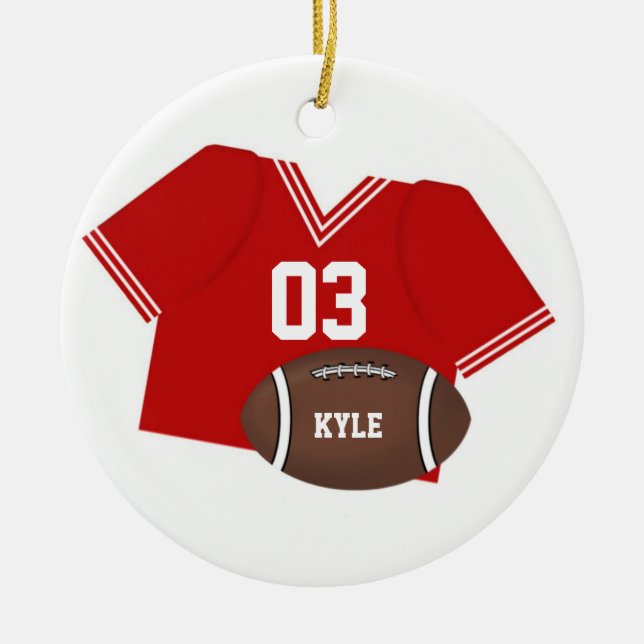Red Football Jersey and Football Ornament (Front)