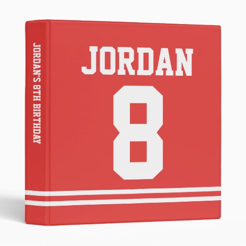 Red Football Jersey _ Sports Theme Birthday Party 3 Ring Binder