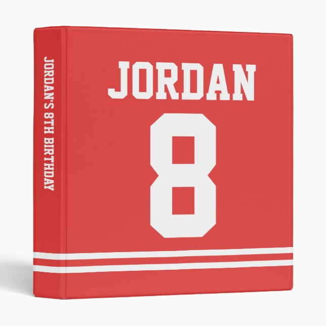 Red Football Jersey - Sports Theme Birthday Party 3 Ring Binder (Front/Spine)