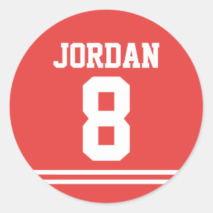 Red Football Jersey - Sports Theme Birthday Party Classic Round Sticker