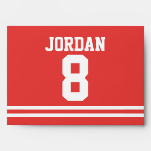 Red Football Jersey - Sports Theme Birthday Party Envelope