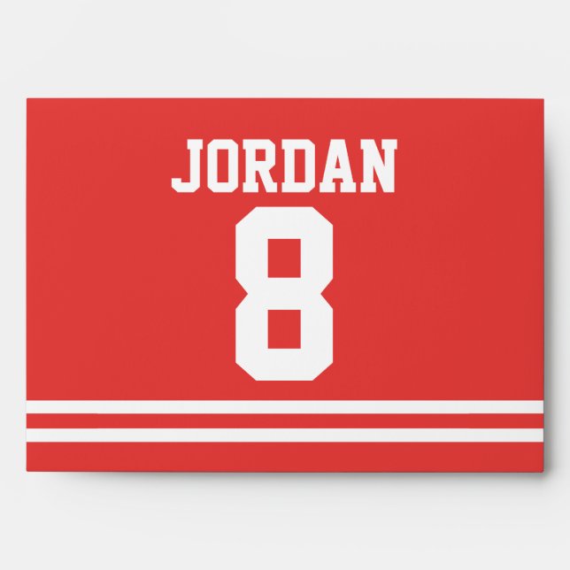 Red Football Jersey - Sports Theme Birthday Party Envelope (Front)