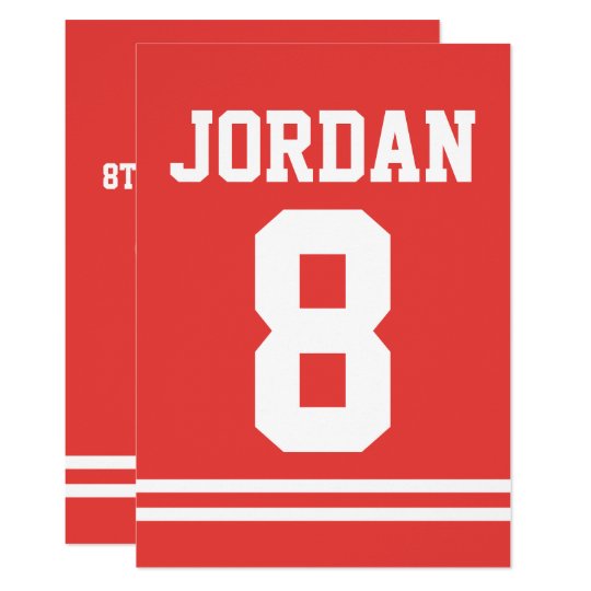 red football jersey sports theme birthday party invitation