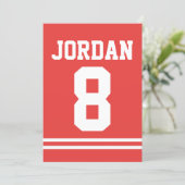 Red Football Jersey - Sports Theme Birthday Party Invitation (Standing Front)