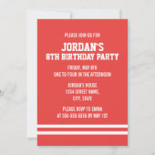 Red Football Jersey - Sports Theme Birthday Party Invitation (Back)