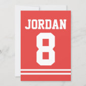 Red Football Jersey - Sports Theme Birthday Party Invitation (Front)