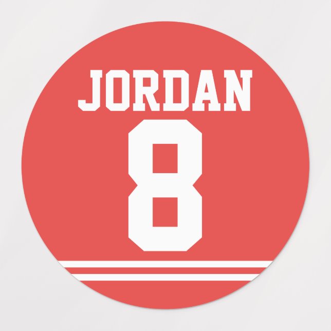 Red Football Jersey - Sports Theme Birthday Party  Labels (Design 1)