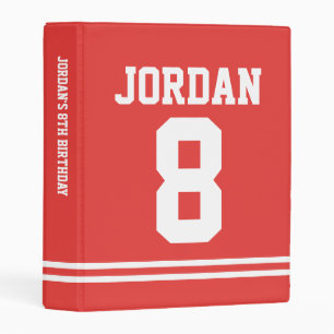 Red Football Jersey - Sports Theme Birthday Party Mini Binder