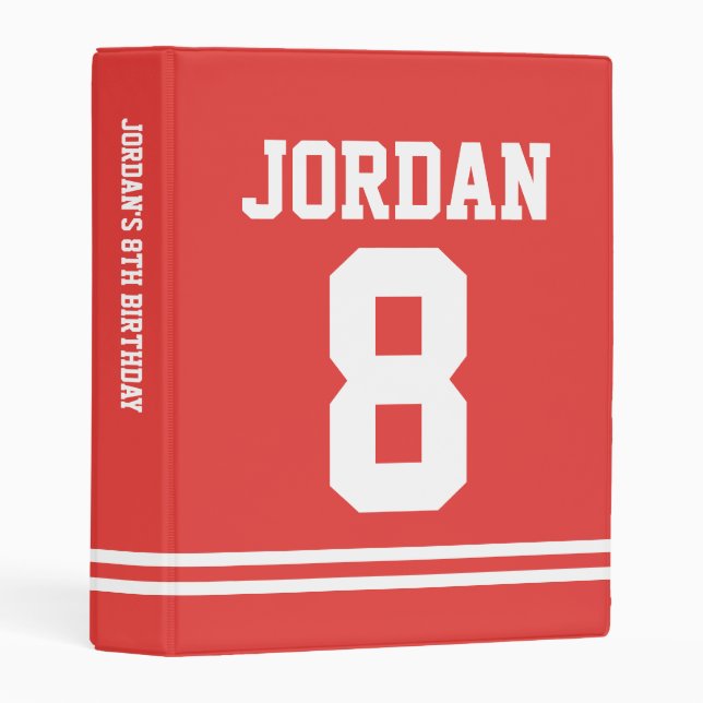 Red Football Jersey - Sports Theme Birthday Party Mini Binder (Front/Spine)
