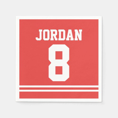 Red Football Jersey _ Sports Theme Birthday Party Napkins
