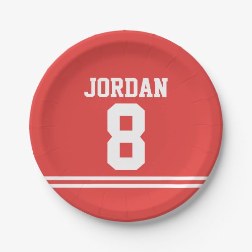 Red Football Jersey _ Sports Theme Birthday Party Paper Plates