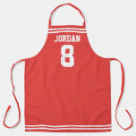 Red Football Jersey With Custom Name And Number Apron at Zazzle