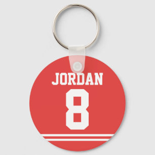 Red Football Jersey with Number Keychain