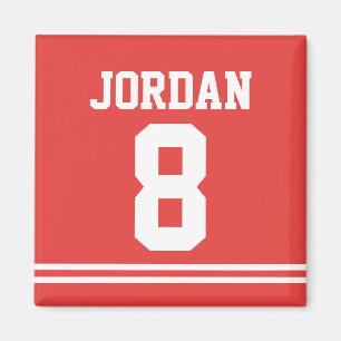 Red Football Jersey with Number Magnet