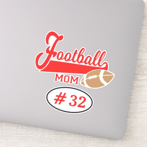 Red Football Mom Contour Sticker