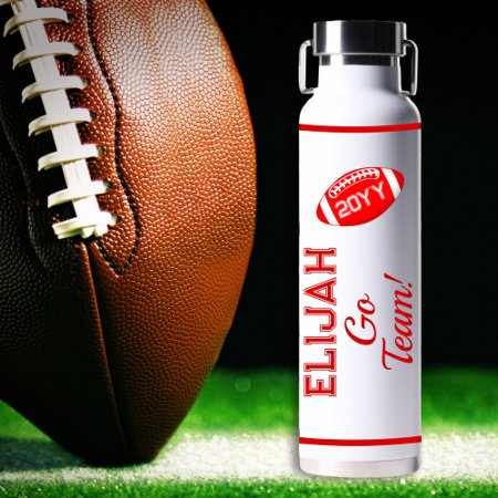 Red Football Name | Go Team Sports Water Bottle