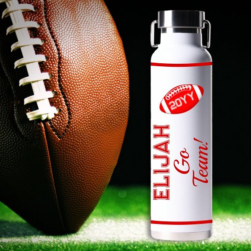 Red Football Name  Go Team Sports Water Bottle