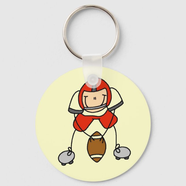 Red Football Player Tshirts and Gifts Keychain (Front)
