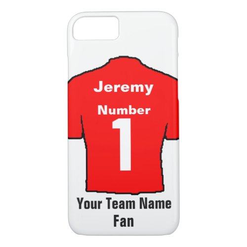 Red Football Shirt Choose name and team iPhone 87 Case