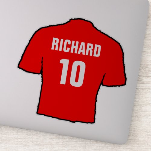 Red Football Shirt Design to Personalise Sticker