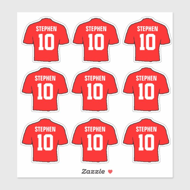 Red Football Shirts Sticker (Sheet)