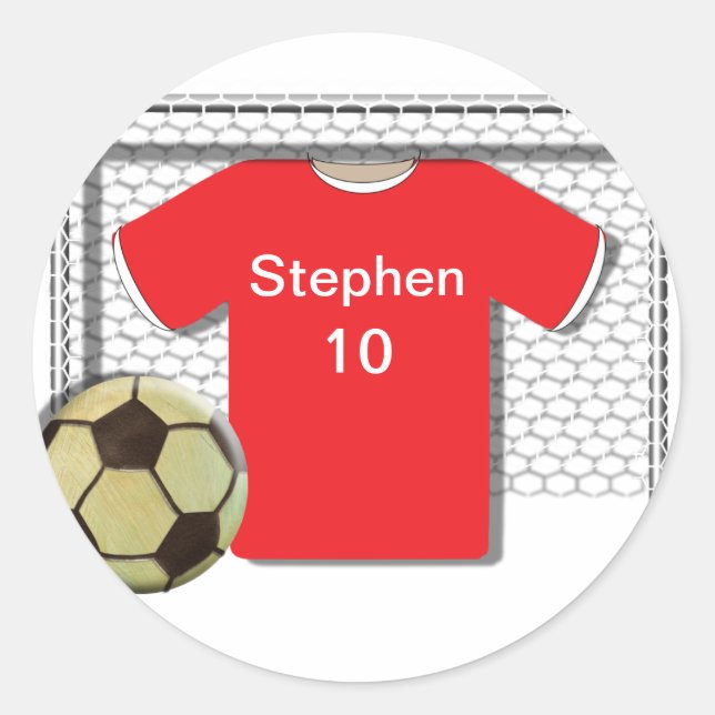 Red Football Soccer Personalized Sticker (Front)