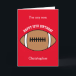 Red Football Sport 12th Birthday Card<br><div class="desc">A red personalized football 12th birthday card for son, grandson, godson, etc. You can easily personalize the front of this sports birthday card with his age and name. The inside card message and back of the card can also be personalized for the birthday recipient. This 12th football birthday card for...</div>