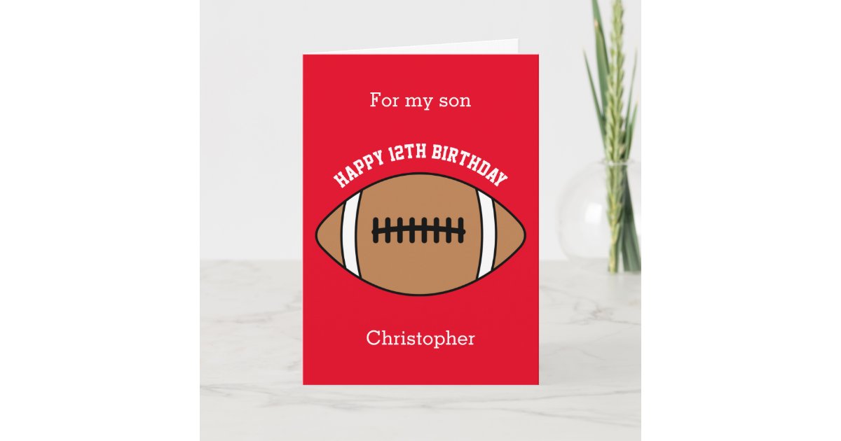 Red Football Sport 12th Birthday Card | Zazzle