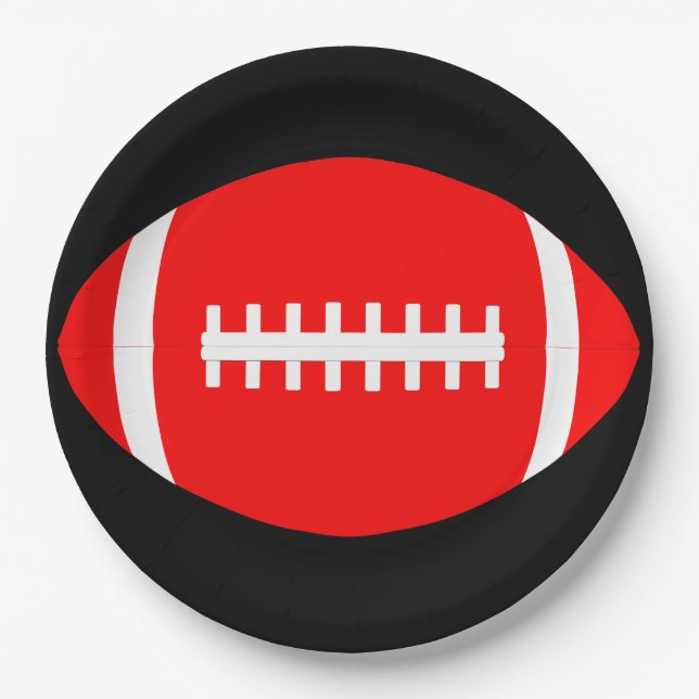 Red Football Team Party or Banquet Sports Paper Plates (Front)
