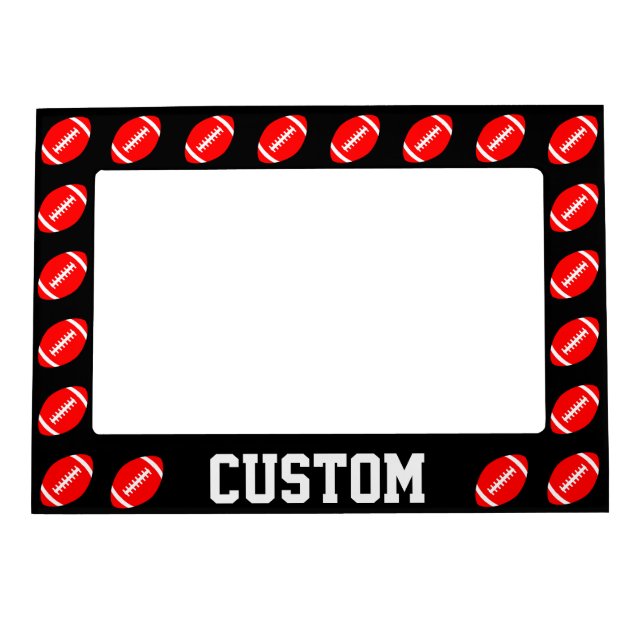 Red Football Team/Player Name/Text Custom Picture Magnetic Frame (Front)