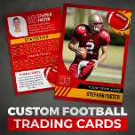 Red Football Trading Card Sport Player Photo<br><div class="desc">Show off your passion for the game with this fiery football trading card! This customizable card features a bold design with a blazing football player photo. Perfect for showcasing your skills and achievements.</div>