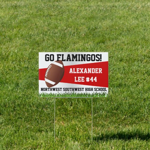 Red Football Yard Sign, Custom Name/School Yard Sign Zazzle