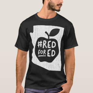 Red for Ed  Arizona Teacher Apple Chalk Rough  T-Shirt