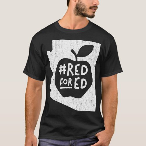 Red for Ed  Arizona Teacher Apple Chalk Rough  T_Shirt