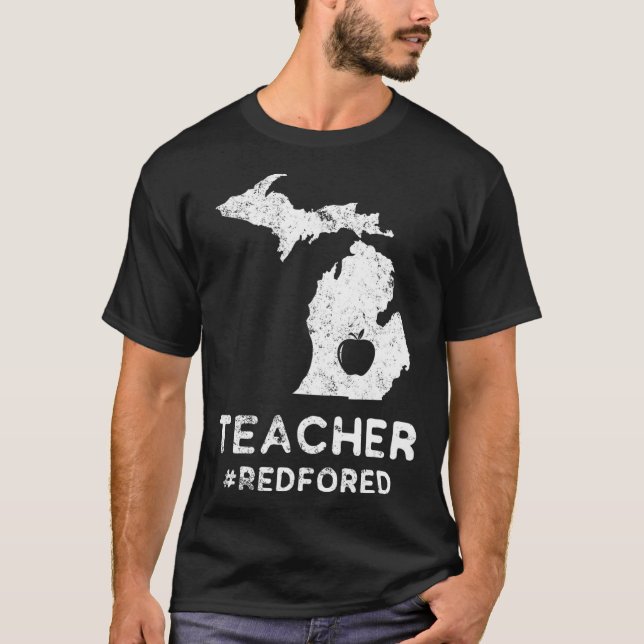 Red For Ed  Michigan Teacher Public Education  T-Shirt (Front)