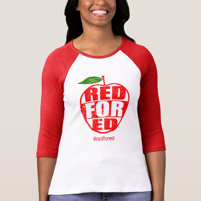 Red For Ed #redfored Teachers Strike T-Shirt (Front)