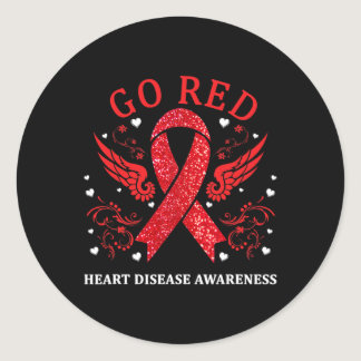 Red For Heart Disease Awareness In February Heart  Classic Round Sticker